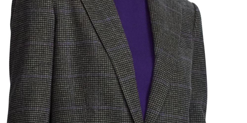 Blazer xadrez feminino Ralph Lauren para usar no trabalho, casaco cinza, tamanho 14