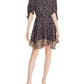 Vestido feminino Rebecca Taylor com manga 3/4 acima do joelho, preto, tamanho X-S