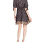 Vestido feminino Rebecca Taylor com manga 3/4 acima do joelho, preto, tamanho X-S
