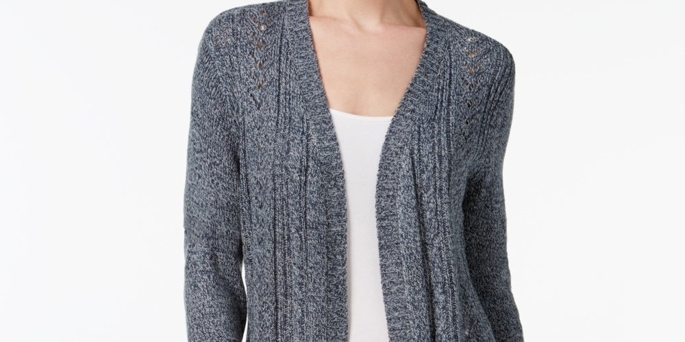 Karen Scott Turbo Duster Cardigan Feminino Azul Tamanho XX-G