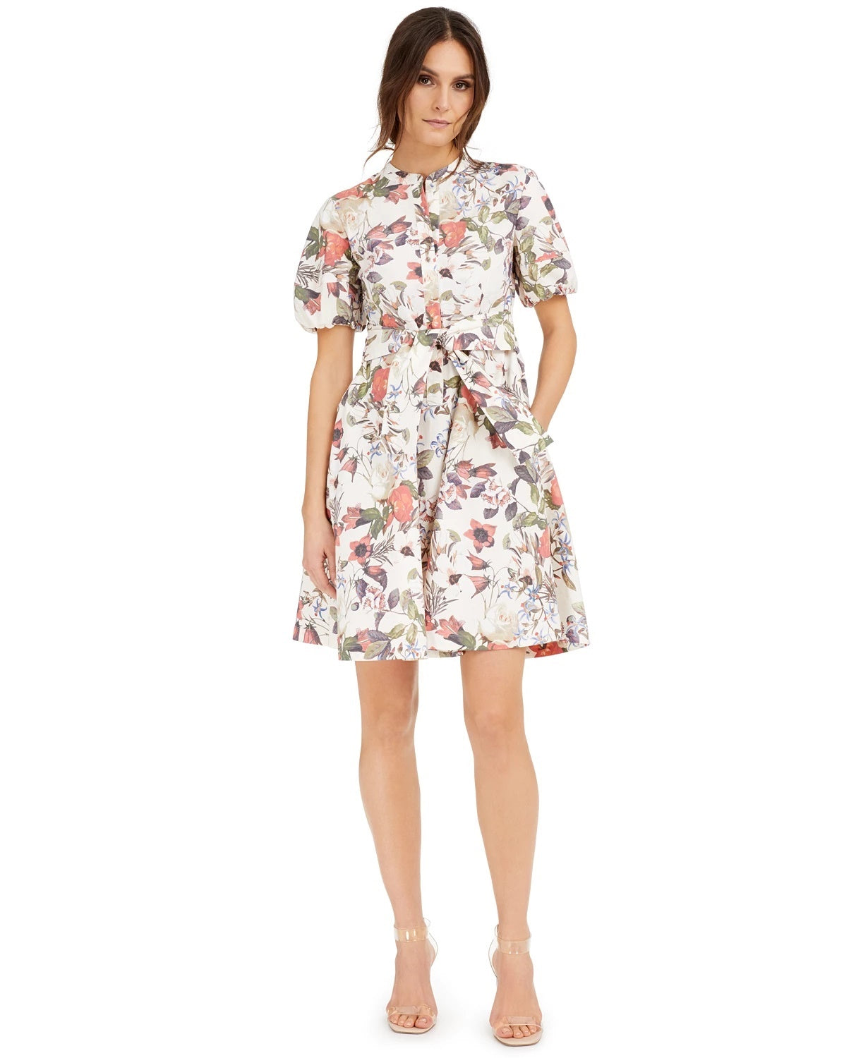 Vestido midi feminino de algodão com estampa floral da INC International Concepts, branco, tamanho extragrande