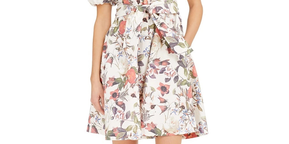 Vestido midi feminino de algodão com estampa floral da INC International Concepts, branco, tamanho extragrande