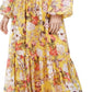Vestido longo estampado feminino INC International Concepts Peasant, amarelo, tamanho X-S