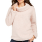 Suéter feminino estilo &amp; co com gola alta em sherpa sintético, cor mocha, rosa, tamanho pequeno grande