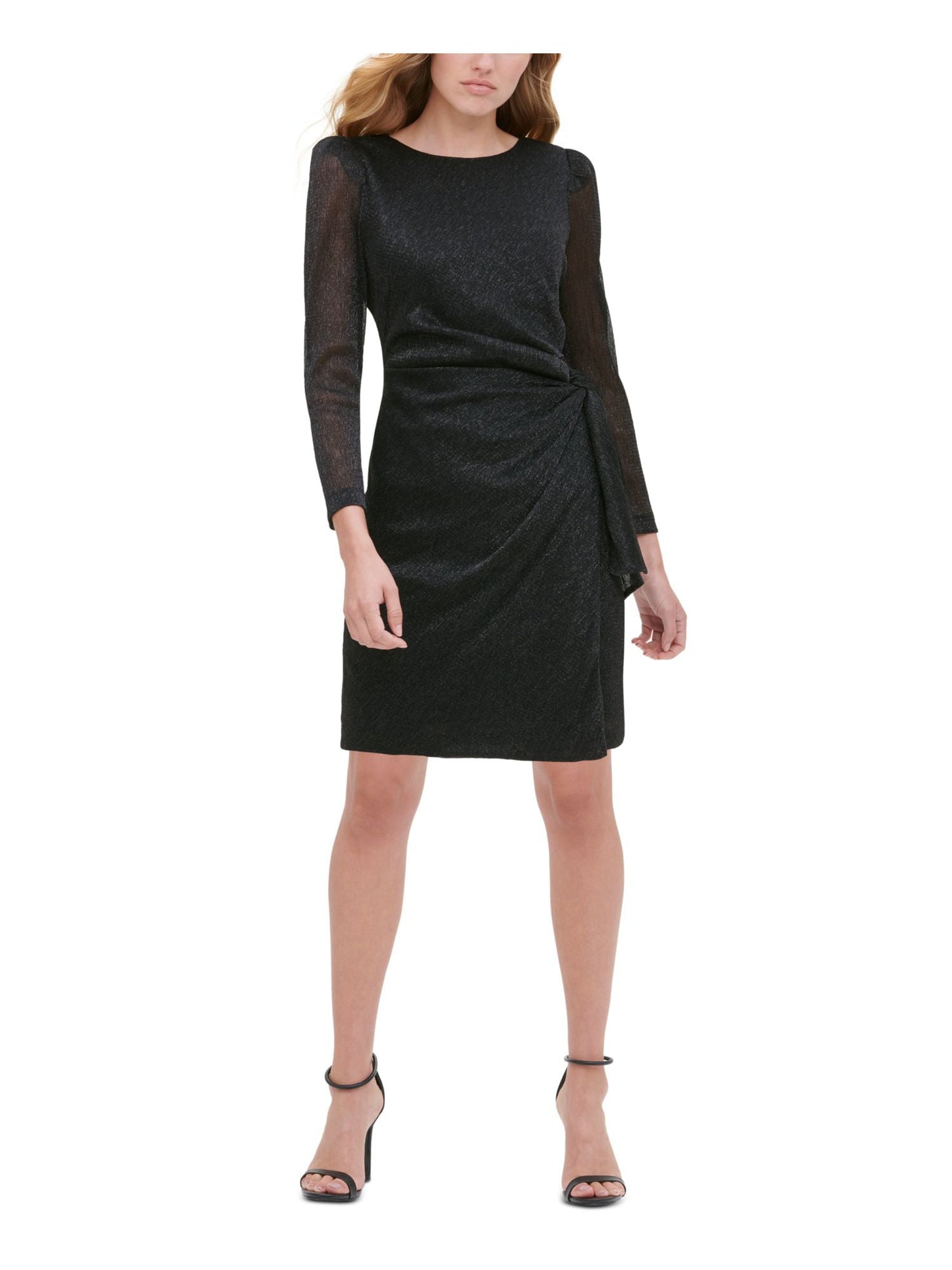 Tommy Hilfiger Saia Metálica Feminina Envoltória Preta Vestido Preto Tamanho 8 Petite