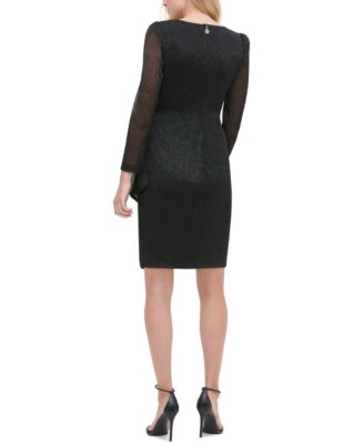 Tommy Hilfiger Saia Metálica Feminina Envoltória Preta Vestido Preto Tamanho 8 Petite