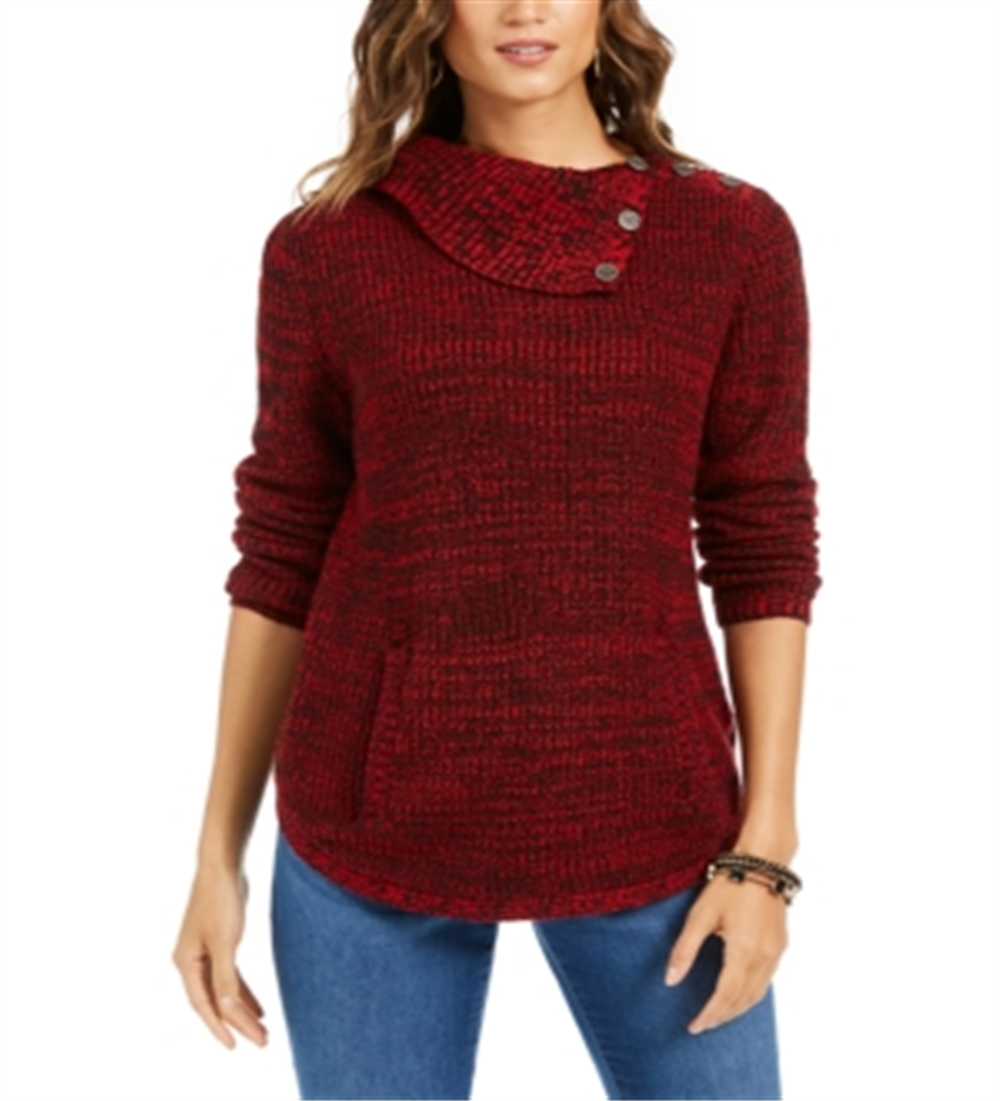 Suéter feminino com gola envelope Style &amp; Co, vermelho, tamanho pequeno M