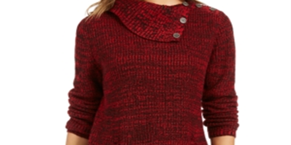 Suéter feminino com gola envelope Style &amp; Co, vermelho, tamanho pequeno M