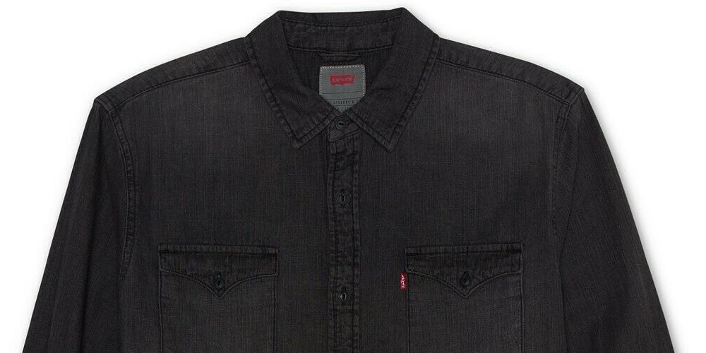 Camisa jeans Levi's Matthew New Western masculina, preta, cinza fumê, tamanho P