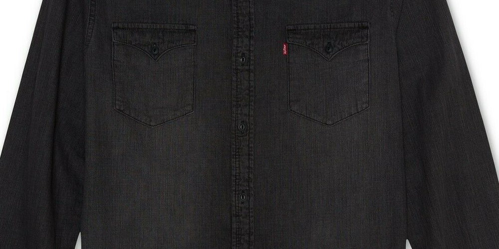 Camisa jeans Levi's Matthew New Western masculina, preta, cinza fumê, tamanho P