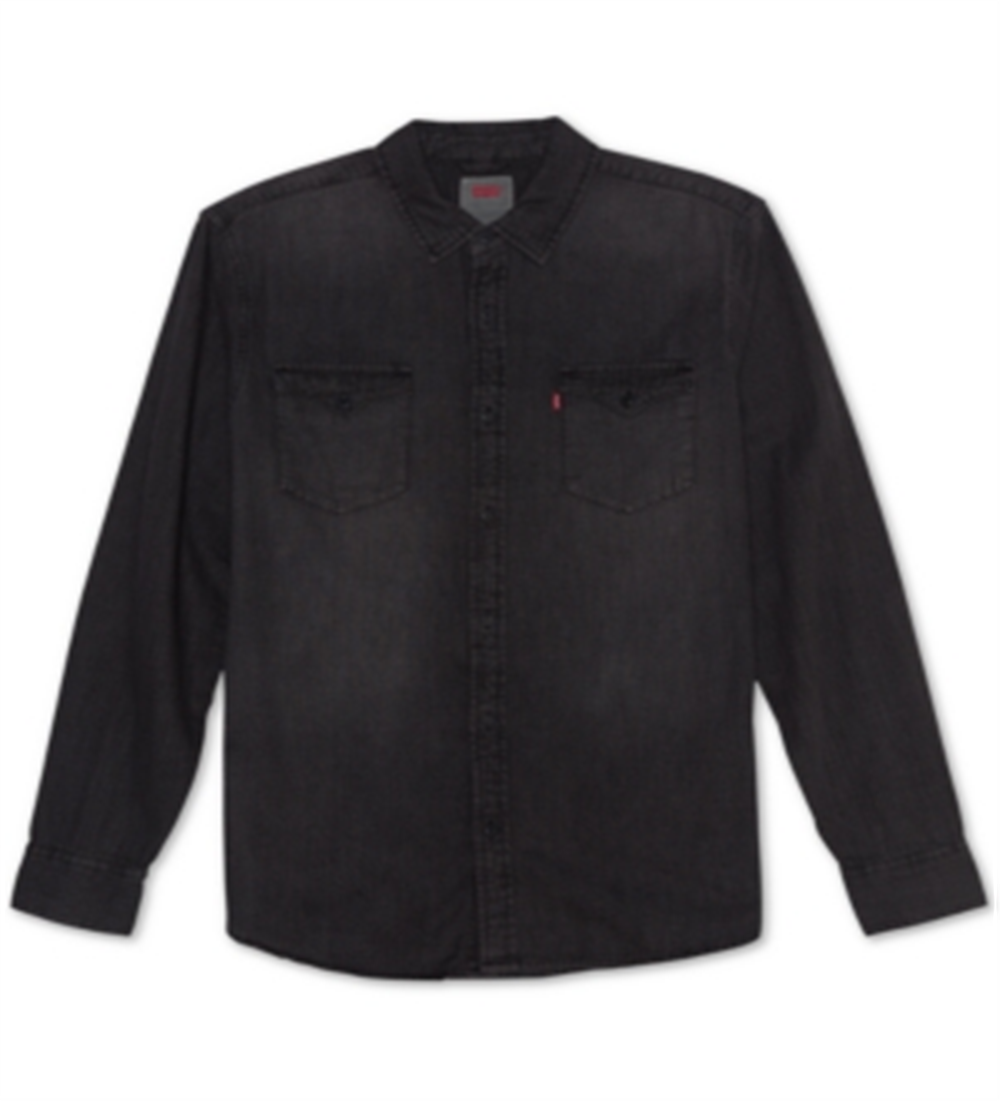 Camisa jeans Levi's Matthew New Western masculina, preta, cinza fumê, tamanho P