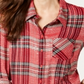 Camisa xadrez feminina com lantejoulas Style &amp; Co, vermelha, tamanho pequeno P