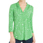 Blusa plissada com estampa floral e decote em V feminina Charter Club, verde, tamanho médio