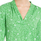 Blusa plissada com estampa floral e decote em V feminina Charter Club, verde, tamanho médio