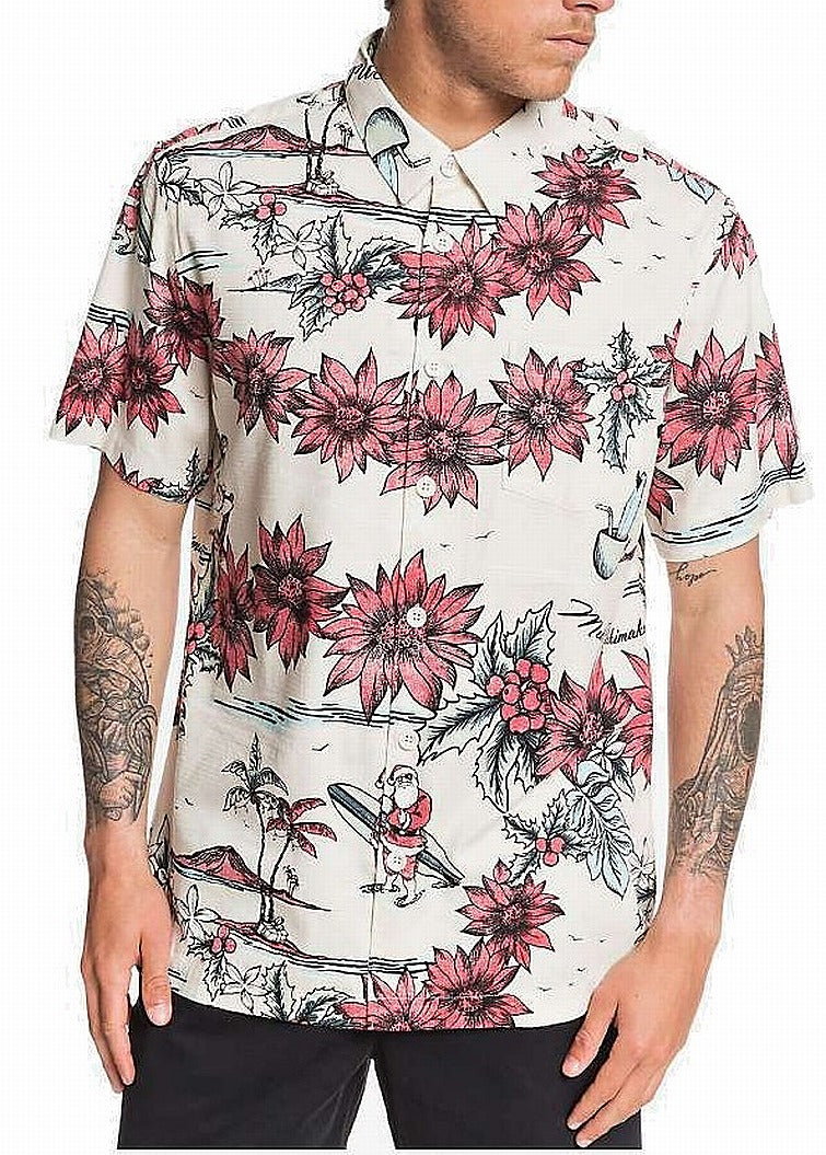 Camisa de Papai Noel para Dias Chuvosos Quiksilver Masculina Cinza Tamanho XX-G
