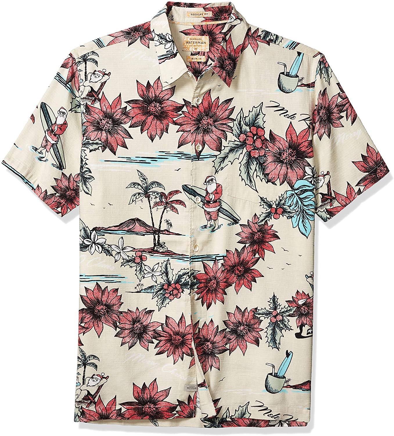 Camisa de Papai Noel para Dias Chuvosos Quiksilver Masculina Cinza Tamanho XX-G