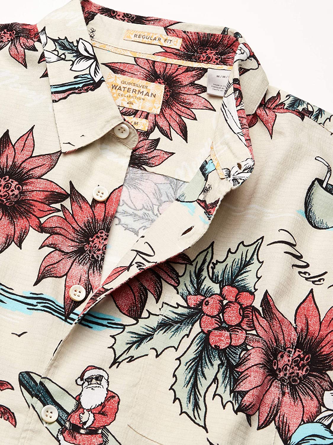 Camisa de Papai Noel para Dias Chuvosos Quiksilver Masculina Cinza Tamanho XX-G