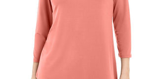 Túnica feminina assimétrica com anel JM Collection, laranja, tamanho médio