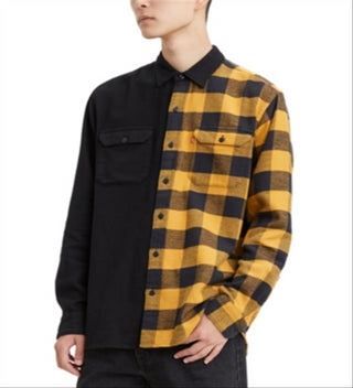 Levi's Men's Jackson Plaid Collar Button Down Shirt Black Size Large