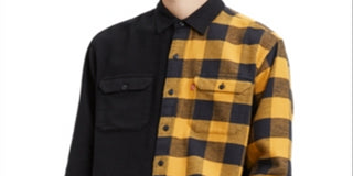 Levi's Men's Jackson Plaid Collar Button Down Shirt Black Size Large