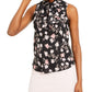 Blusa sem mangas com estampa floral feminina Bar III, preta, tamanho XX-S