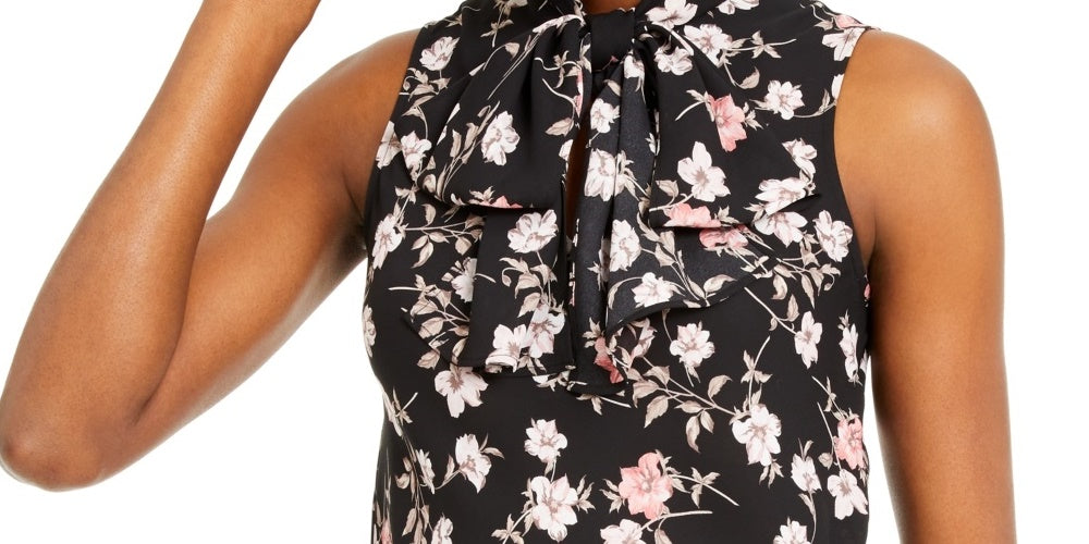 Blusa sem mangas com estampa floral feminina Bar III, preta, tamanho XX-S