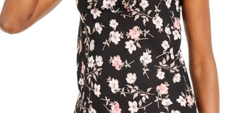 Blusa sem mangas com estampa floral feminina Bar III, preta, tamanho XX-S