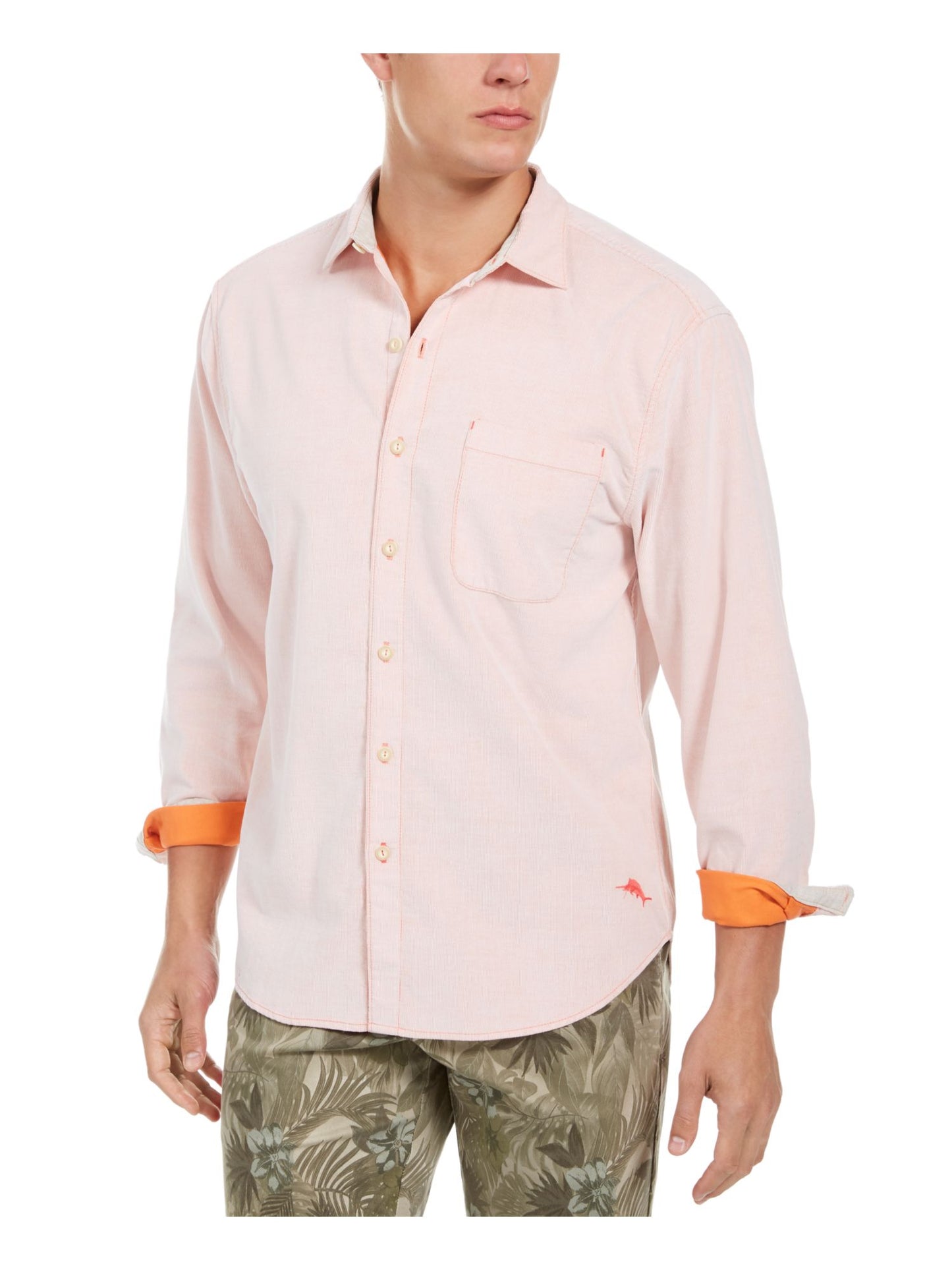 Camisa social masculina Tommy Bahama Classic Fit com gola rosa tamanho XXX-G