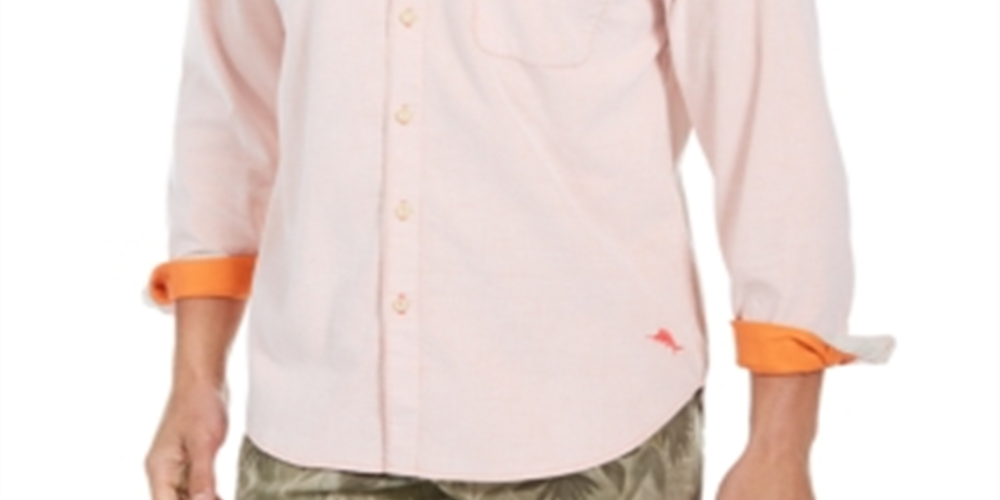 Camisa social masculina Tommy Bahama Classic Fit com gola rosa tamanho XXX-G