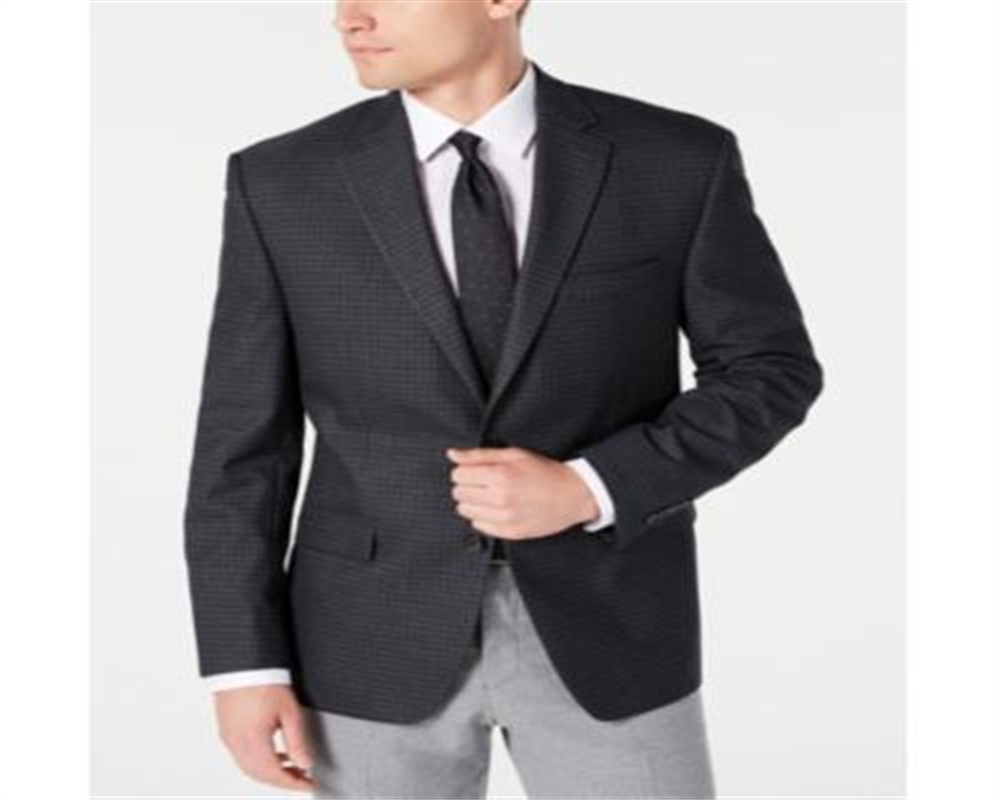 Ralph Lauren Masculino Mini Grid Print Standard Fit Blazer Cinza Tamanho 38