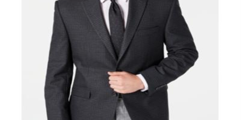 Ralph Lauren Masculino Mini Grid Print Standard Fit Blazer Cinza Tamanho 38
