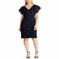 Vestido de renda floral feminino Ralph Lauren, azul, tamanho 6