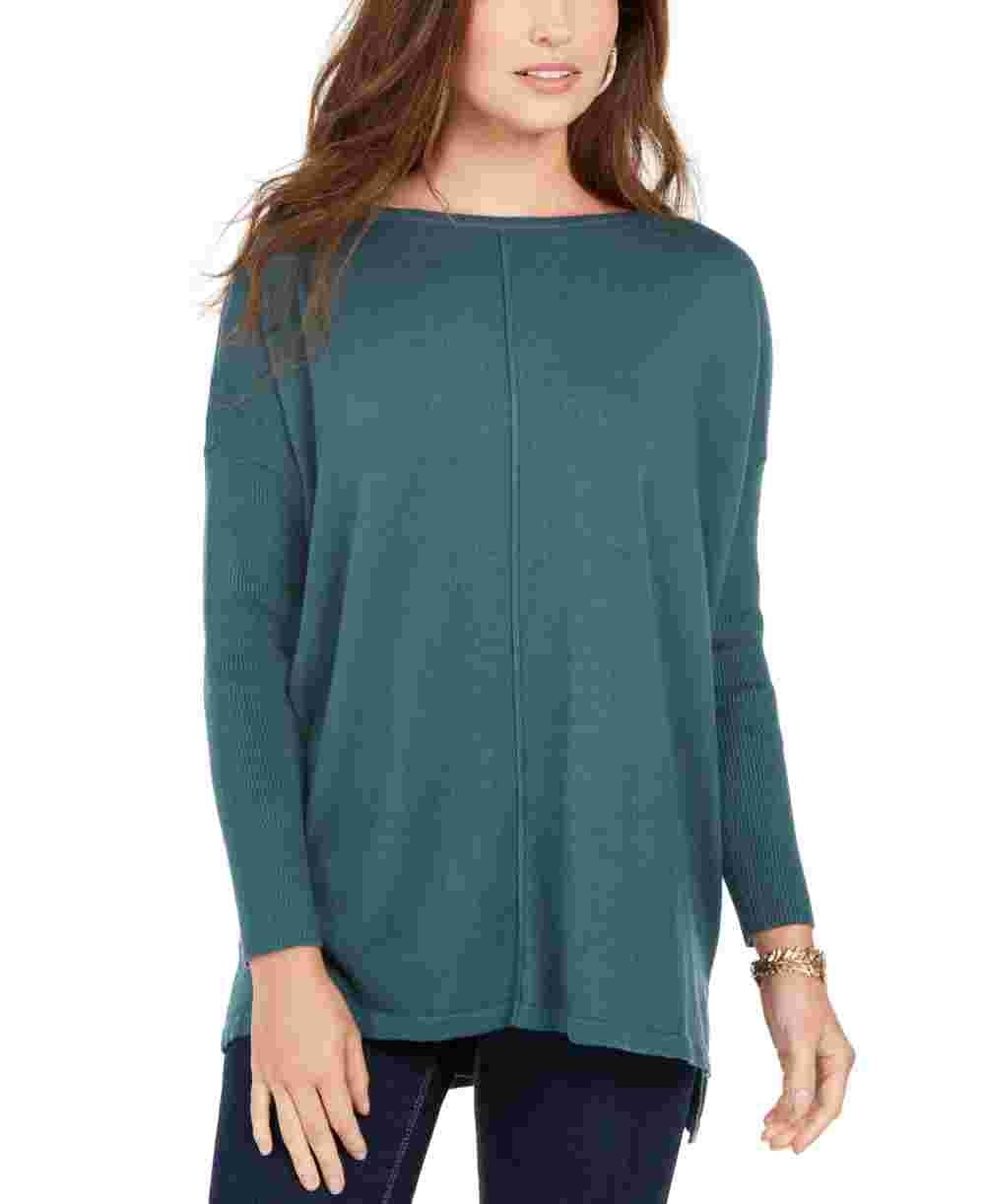 Suéter túnica feminino com costura frontal estilo &amp; co, verde, tamanho pequeno médio