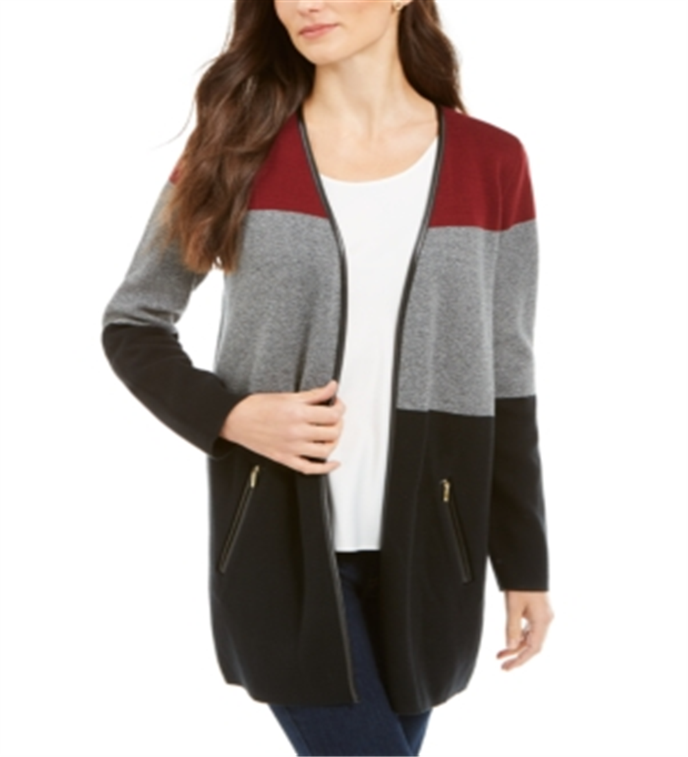 Charter Club Suéter Feminino Milano Colorblocked Algodão Completer Preto Tamanho Pequeno Grande