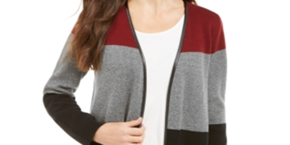 Charter Club Suéter Feminino Milano Colorblocked Algodão Completer Preto Tamanho Pequeno Grande