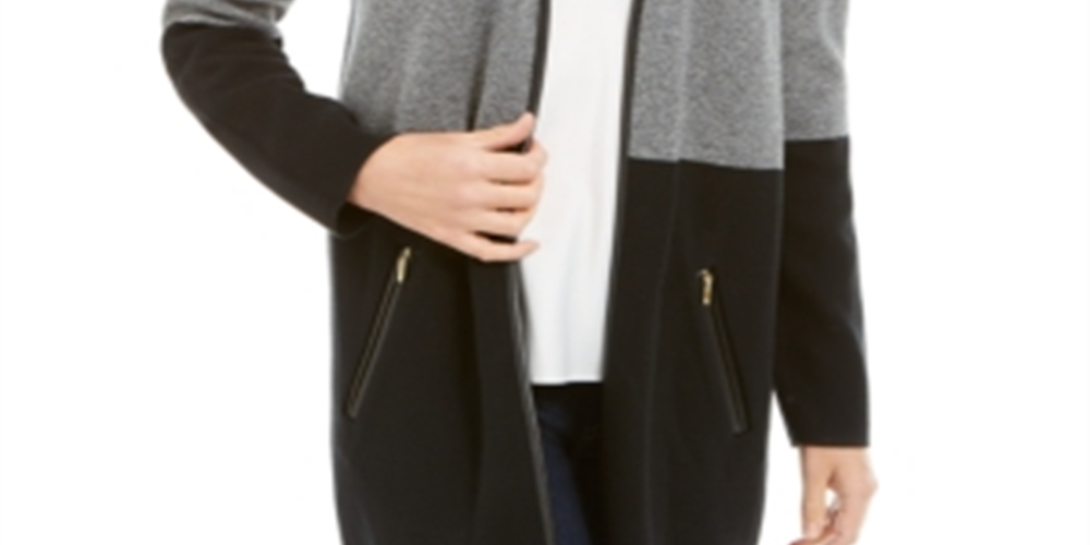 Charter Club Suéter Feminino Milano Colorblocked Algodão Completer Preto Tamanho Pequeno Grande
