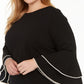 Vestido de festa Calvin Klein feminino com zíper e manga sino, gola redonda, comprimento até o joelho, preto, tamanho 14W