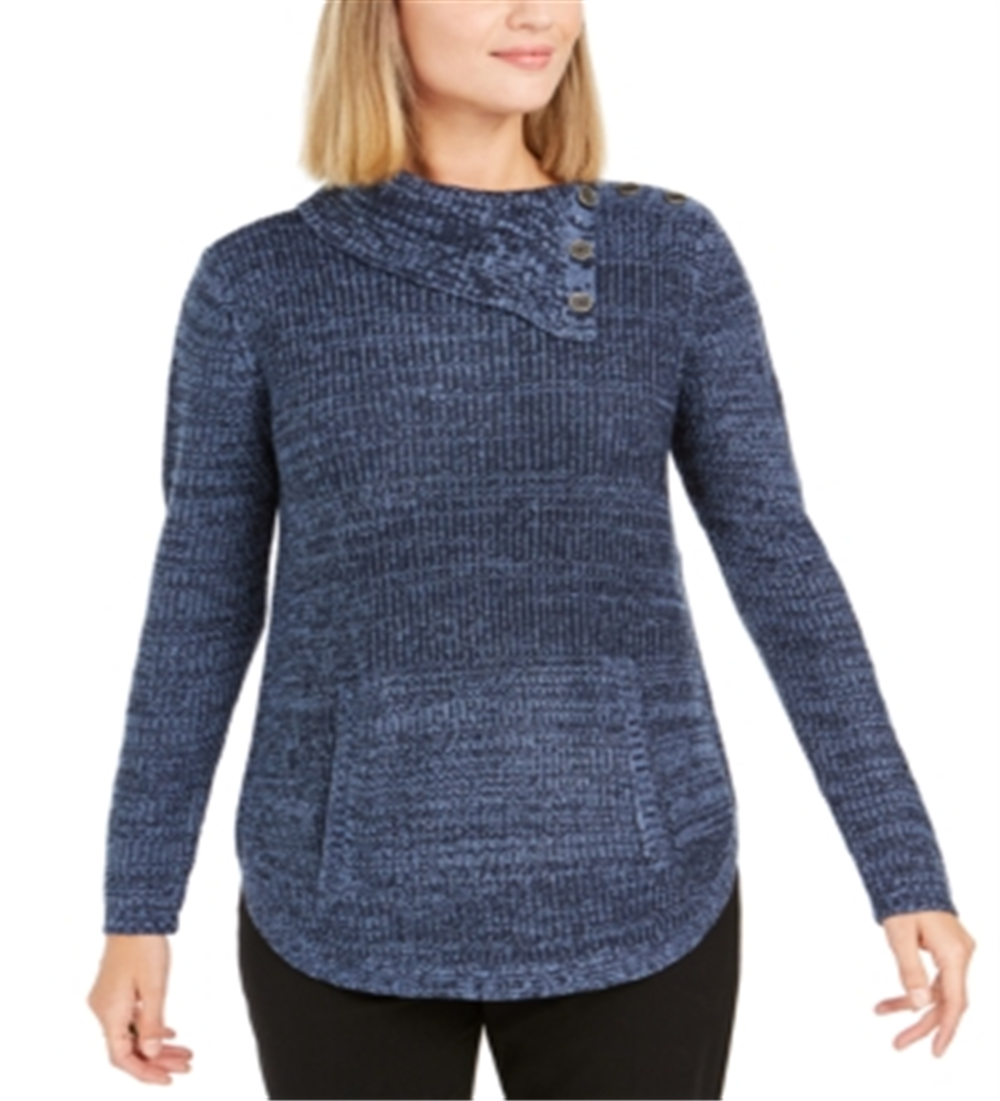 Suéter feminino com gola envelope Style &amp; Co, azul, tamanho pequeno P