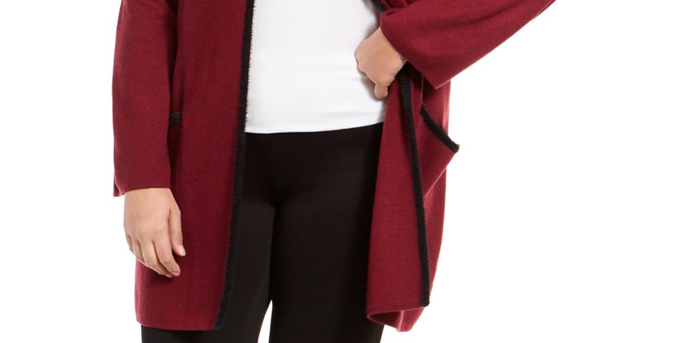 Jaqueta feminina Alfani Plus Size Marrom -0X