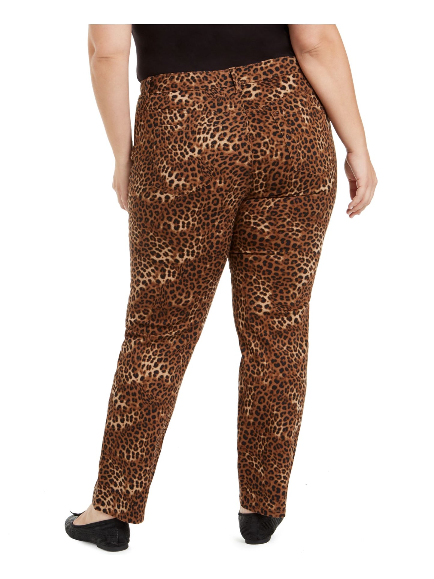 Calça jeans feminina Lexington reta estampada Charter Club, marrom, tamanho 14W