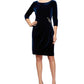 Vestido de veludo com franzido lateral feminino Alex Evenings, azul-marinho, tamanho 8, pequeno