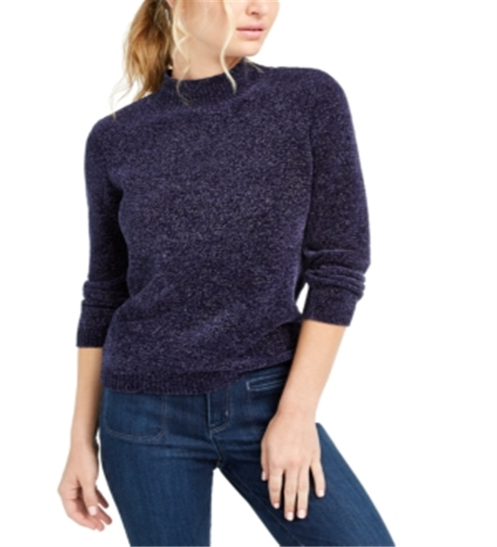 Suéter Feminino Maison Jules em Chenille Metálico Azul Tamanho X-G