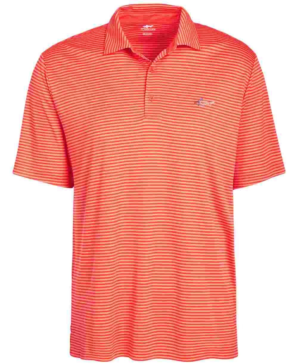 Attack Life by Greg Norman Polo Masculino Regular Fit Performance Stretch Feeder Stripe Laranja Tamanho Grande