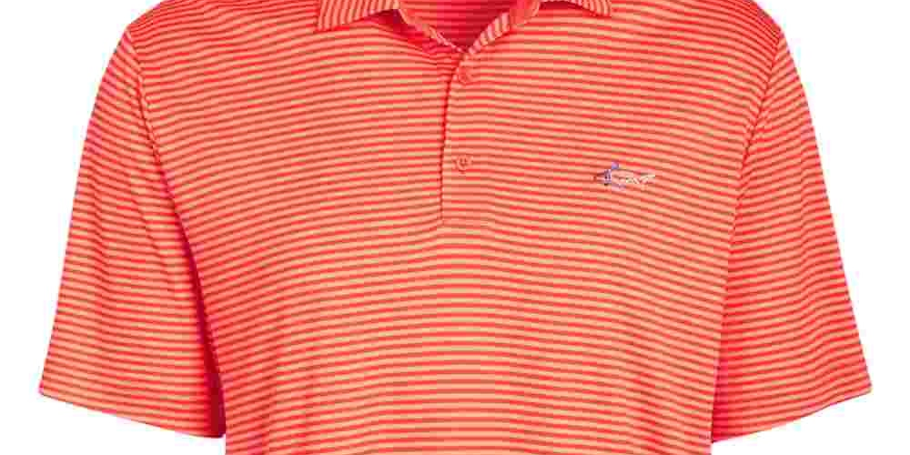 Attack Life by Greg Norman Polo Masculino Regular Fit Performance Stretch Feeder Stripe Laranja Tamanho Grande