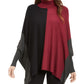 Alfani Suéter Poncho Feminino Gola Alta Colorblock Vermelho Tamanho Pequeno Grande