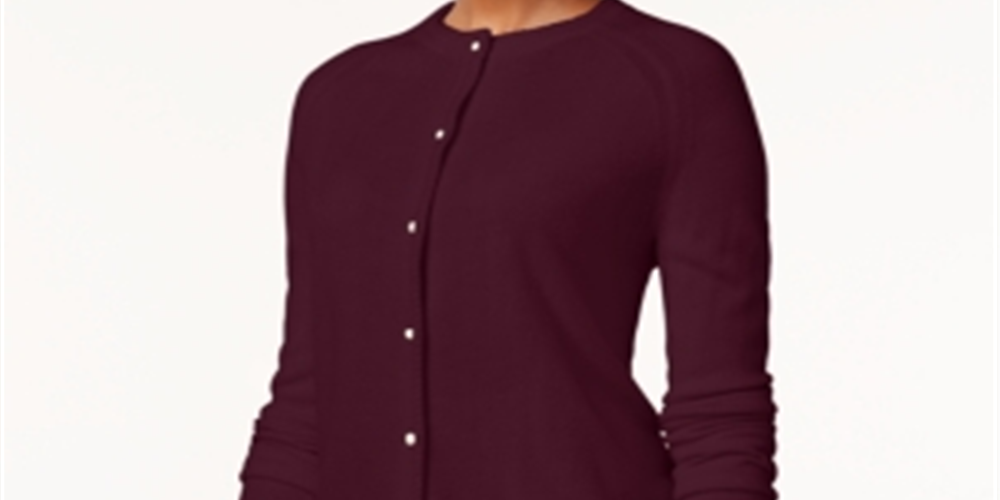 Karen Scott Cardigan Feminino Luxsoft com Botões Marrom Tamanho Pequeno G