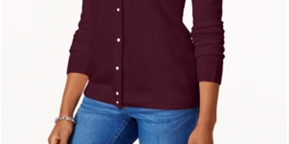 Karen Scott Cardigan Feminino Luxsoft com Botões Marrom Tamanho Pequeno G