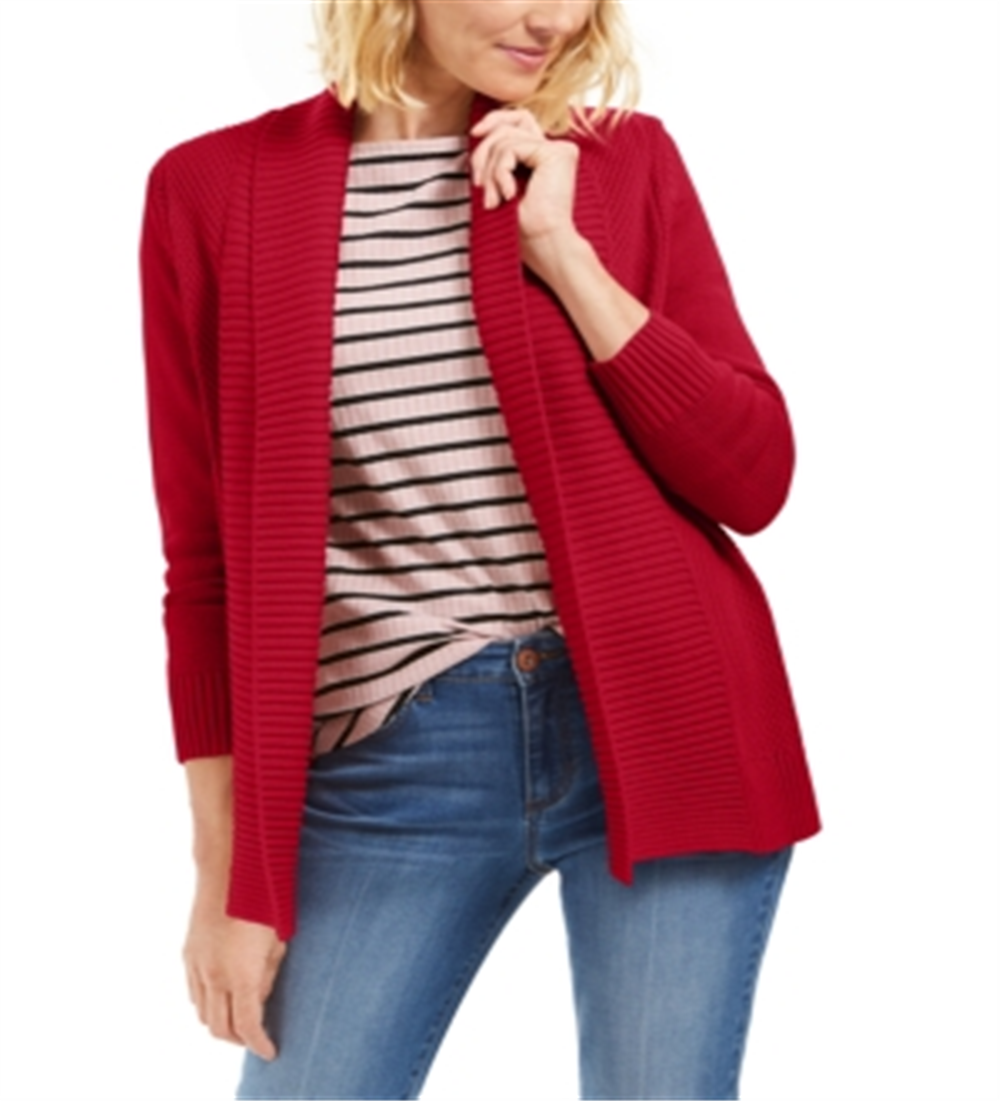 Suéter feminino Charter Club com gola xale e pontos mistos, vermelho, tamanho pequeno P