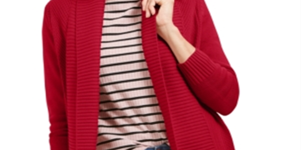 Suéter feminino Charter Club com gola xale e pontos mistos, vermelho, tamanho pequeno P