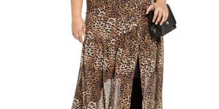 Vestido longo feminino com estampa de leopardo da NY Collection, preto, tamanho 1X